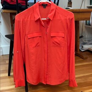 Ann Taylor silk blouse shirt coral petite 2P